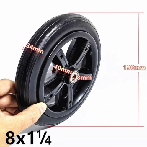 Pneus de scooter électrique 200 x 45, 8 pouces, 8 x 1 1/4, accessoires pour poussette, style : pneu plein de 8 mm, roue entière SH1406858-06